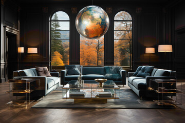 Experience the height of elegance in a living room furnished with the most luxurious pieces,...
