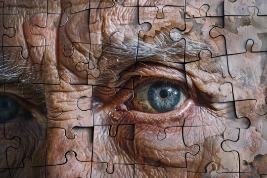 Illustration dementia, old woman, 60 year old, Mysterious fading memories. world mental health day banner