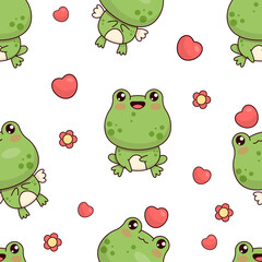 Obraz premium Seamless pattern with little frogs