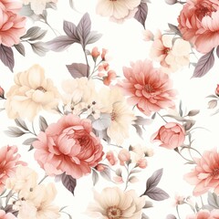 seamless background with watercolor flowers, perfect for textiles and decorative wallpaper.