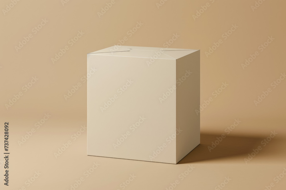 Poster box with a white color and a cardboard shape and a package overlay on the top
