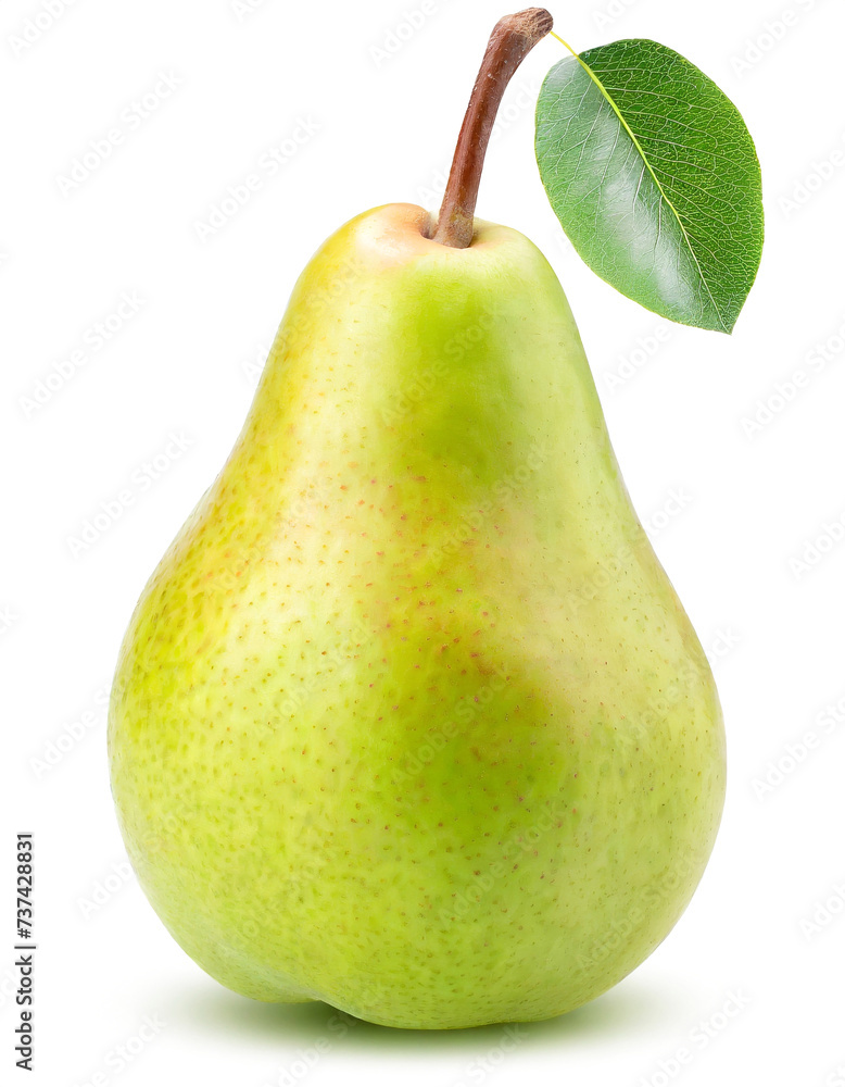 Poster pear isolated on the white background. pear macro studio photo.
