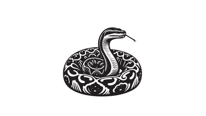 Vintage Retro Styled Vector Anaconda snake Silhouette Black and White - illustration