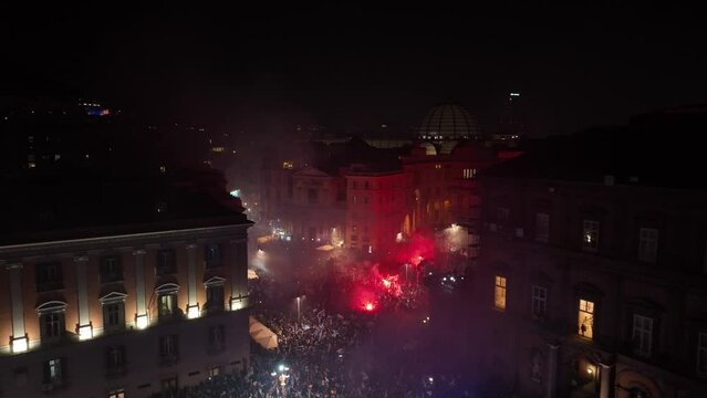 Napoli festa Scudetto - Festeggiamenti Scudetto - Riprese con Drone - Piazza del Plebiscito - 4 Maggio 2023	