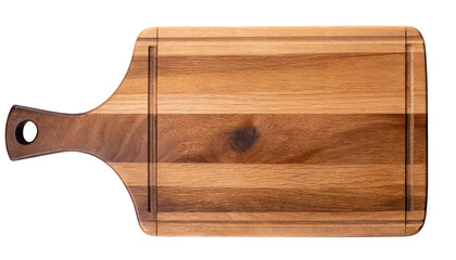 Wooden cutting board isolated on white background. Clipping path included.