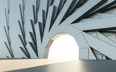 White and Black Structure With a Hole in the Middle 3d render illustration