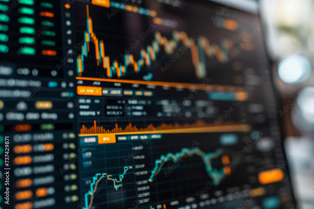 Aufkleber close-up of a computer screen showing a cryptocurrency trading platform