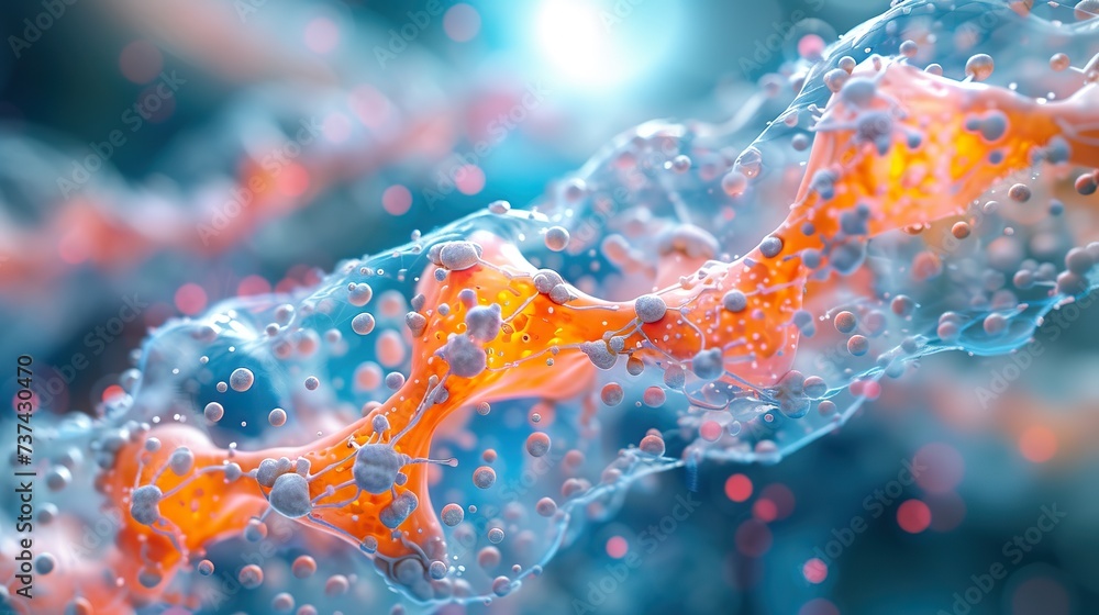 Poster digital visualization of intercellular communication with signaling molecules and pathways in vibran