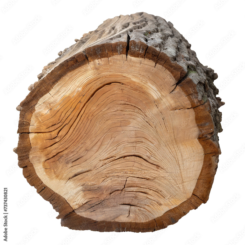 Poster wooden stump isolated on white background with clipping path and clipping path