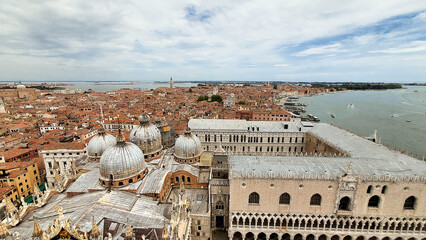 Fototapeta na wymiar Venice, Aerial view of St. Mark's Square and St. Mark's Basilica
