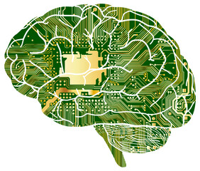 Brain circuit board in the Cyborg brain, Artificial intelligence of digital human. vector illustration SVG
