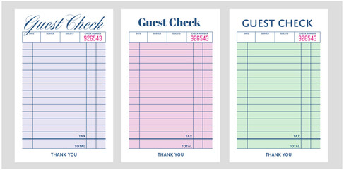 blank guest check design