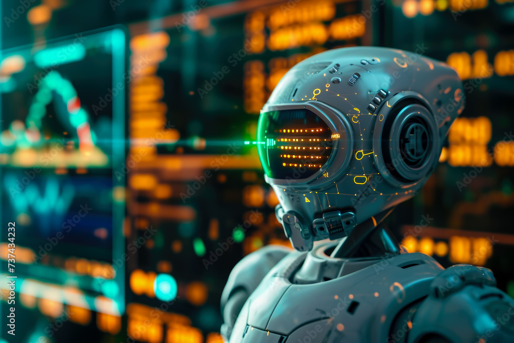 Poster close-up of a cryptocurrency trading bot. the bot is efficient and profitable, and there are other b