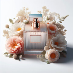 Glowing Garden: Perfume Elixir Shines Amidst Radiant White Bliss