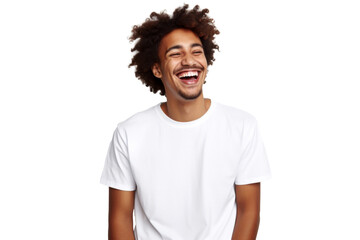 Studio portrait of Handsome African-American man with clean healthy skin and happy smile isolated on transparent png background. - Powered by Adobe