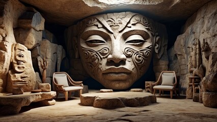 Prehistoric cave room, hotel, resort, temple, 