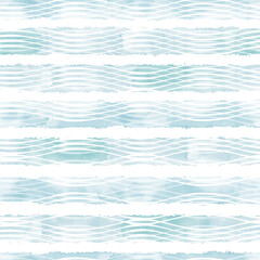 Art sea background. Vector. Abstract seamless pattern on a blue watercolor background.  Perfect for design templates, wallpaper, wrapping, fabric and textile, print. - 737437083