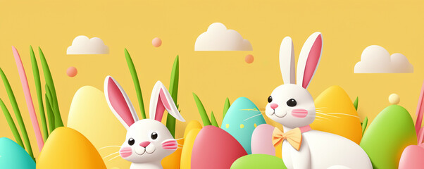 Obraz na płótnie Canvas Easter rabbit, easter Bunny. Vector illustration.Happy Easter and Holidays