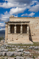 The Porch of the Caryatids in The Erechtheion an ancient Greek temple on the north side of the...