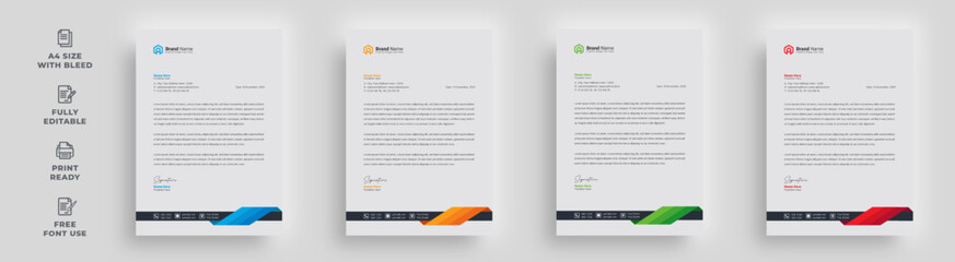 letterhead corporate business flyer A4 size paper creative advertising official abstract eye-catching newsletter magazine brochure poster template design with a logo - obrazy, fototapety, plakaty