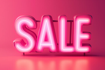 Neon pink sale sign. Pink glowing flash sale banner. Shopping sign for Black Friday Sale, business, discount shopping, sale promotion and advertising. Special offer, discount offer message