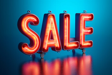 Neon orange sale sign. Glowing flash sale banner. Shopping sign for Black Friday Sale, business, discount shopping, sale promotion and advertising. Special offer, discount offer message