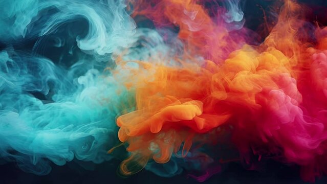 colorful smoke swirling over water with sparkling light 
