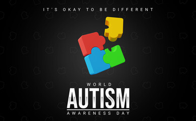 World Autism Awareness Day. April 2. Holiday banner, poster for people with autism and other deseases. Puzzle piece with typography for World Autism Awareness Day