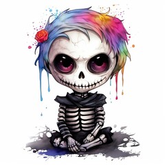 Mexican skeleton colorful art for t-shirt design 