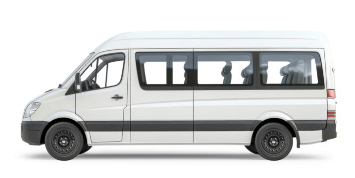 Passenger van isolated from white or transparent background