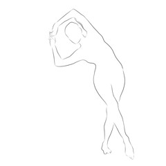 sketch of a woman doing dance and gymnastics movements on a white background