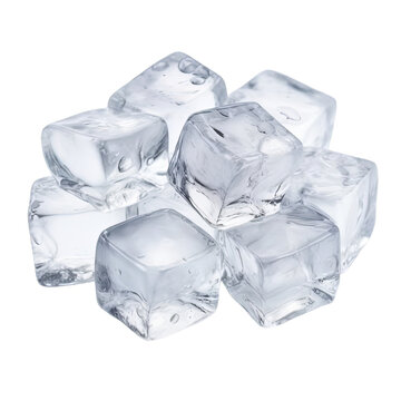Ice Cubes on transparent or white background, png