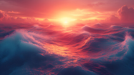 Sunset over the colored sea
