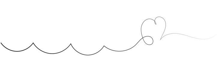 Hand drawn heart line art banner background transparent isolated