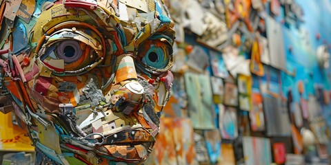Recycled Art Show. Concept Mixed Media Masterpieces, Upcycled Creations, Environmental Awareness, Creative Reuse, Sustainability in Art