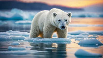 Foto op Plexiglas White polar bear in the north wildlife © tanya78