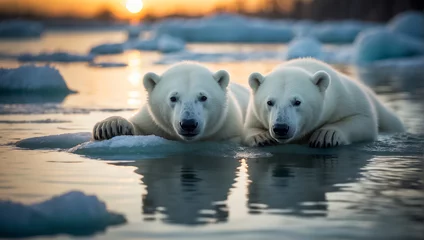Keuken spatwand met foto White polar bears in the north © tanya78