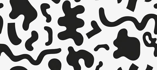 Playful Black & White Patterns, Whimsical Shapes