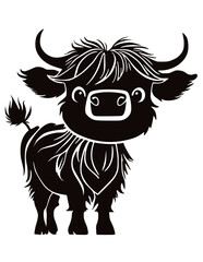 Funny Baby Highland Cow Silhouette SVG Vector