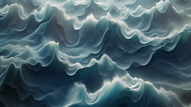 Rough sea waves ariel view 4k video. Ocean view seascape landscape top view. Stormy waves in slomotion. Ocean nature background effect