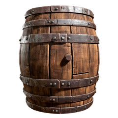 Fototapeta premium Old wooden barrel. Isolated on transparent background.