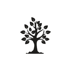 Oak Tree with Leaves vector silhouette