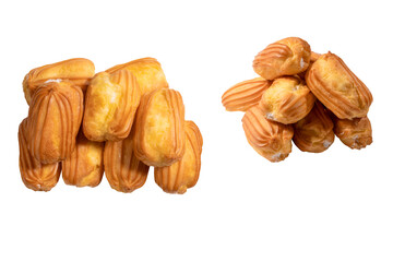 Sweet eclairs isolated on a white background.