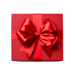 Open red gift box. Isolated on transparent background.