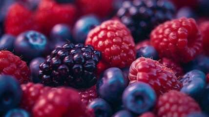 Berry Delight, Close-Up of Blackberries, Blueberries, and Raspberries