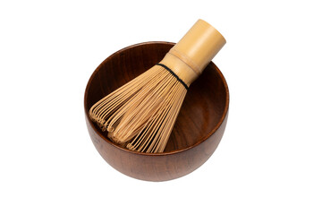 Bamboo crown and bamboo bowl isolated on a white background.