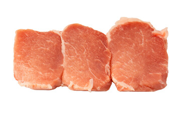 Raw pork pieces isolated on a white background.