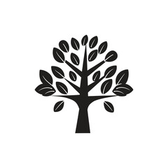 Fototapeta premium Oak Tree with Leaves vector silhouette