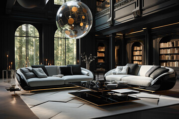 Immerse yourself in the sheer opulence of a living room adorned with the most luxurious furniture,...