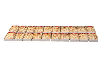Boxes with new matchsticks as a background.